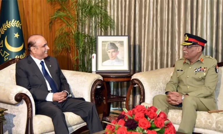 President Zardari Meets General Sahir Shamshad Mirza