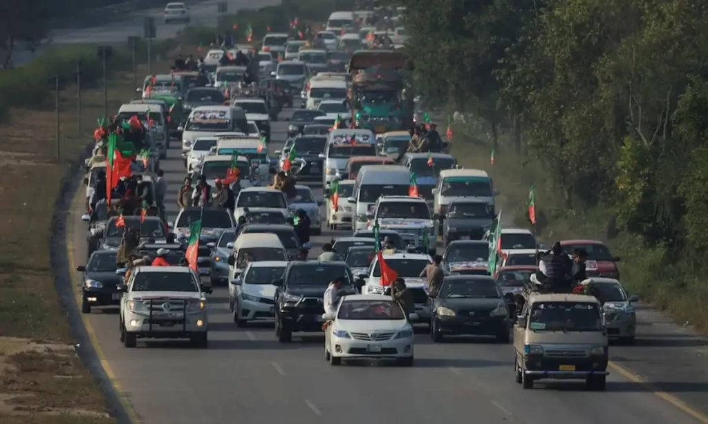 PTI's Peshawar Convoy Clashes with Police at Brahma Interchange