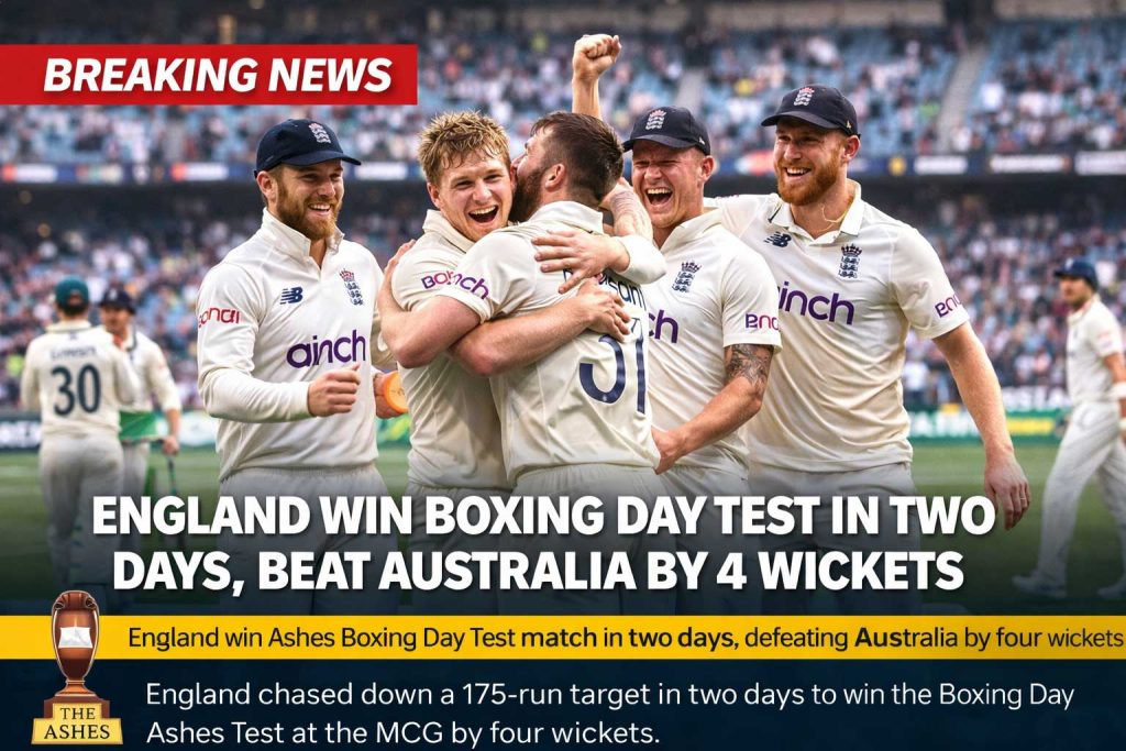 England Win Boxing Day Test in Two Days, Beat Australia by 4 Wickets