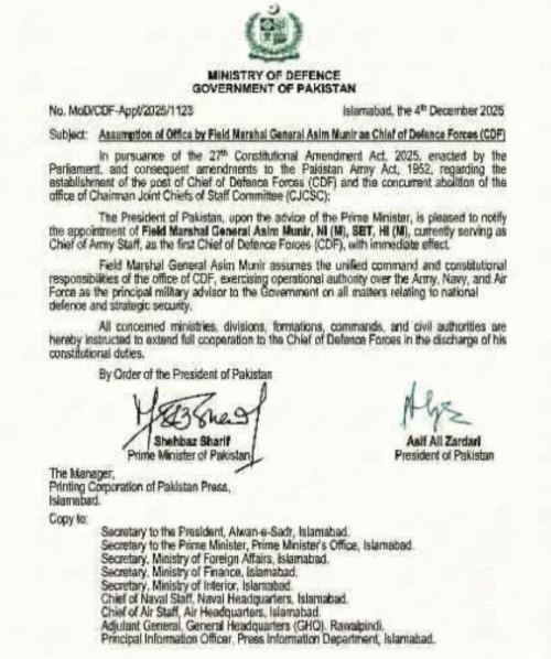 Fake Notification About Asim Munir’s Appointment as CDF Declared Bogus Fake Notification About Asim Munir’s Appointment as CDF Declared Bogus