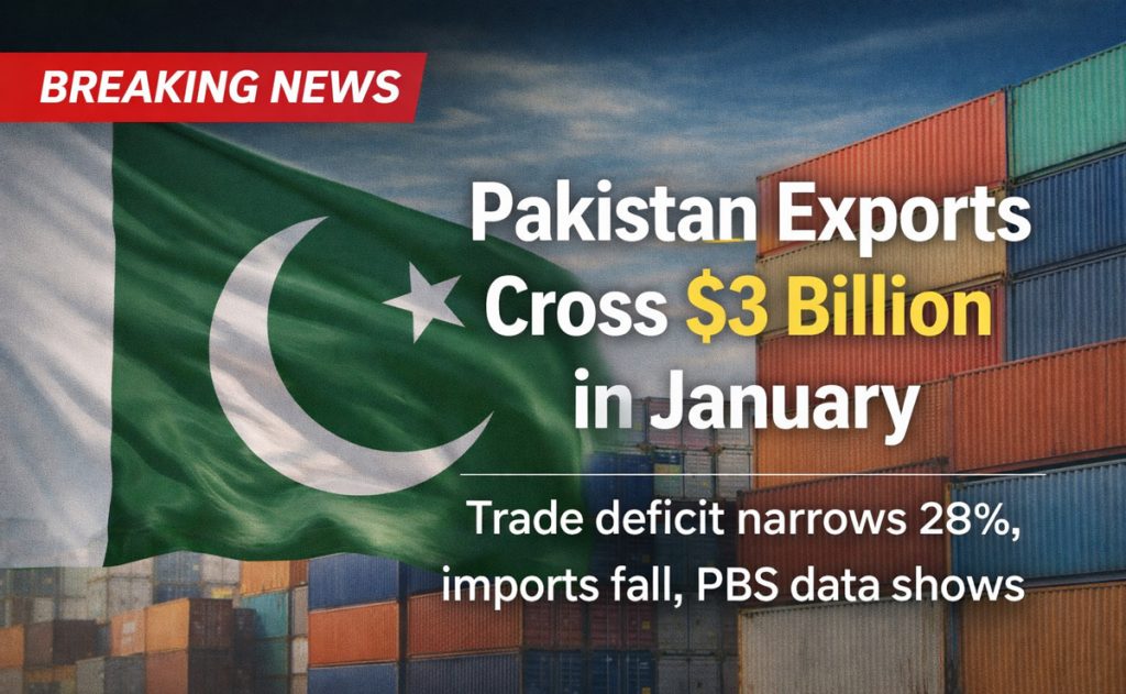 Pakistan exports cross $3bn in January as trade deficit shrinks
