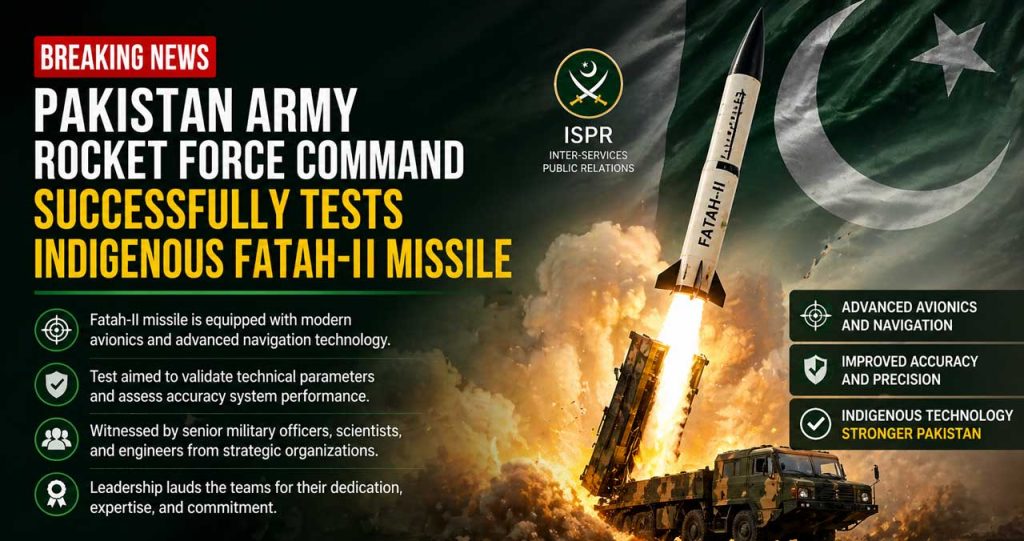 Pakistan Successfully Tests Indigenous Fatah-II Missile: ISPR