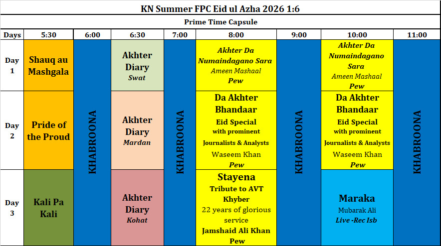 Program Schedule - Khyber News (Pashto News & Current Affairs)