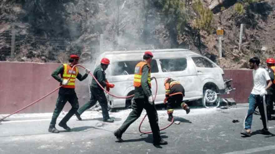 10 Tourists Killed in Murree Accident After Van Crashes and Catches Fire on Expressway Murree Expressway accident